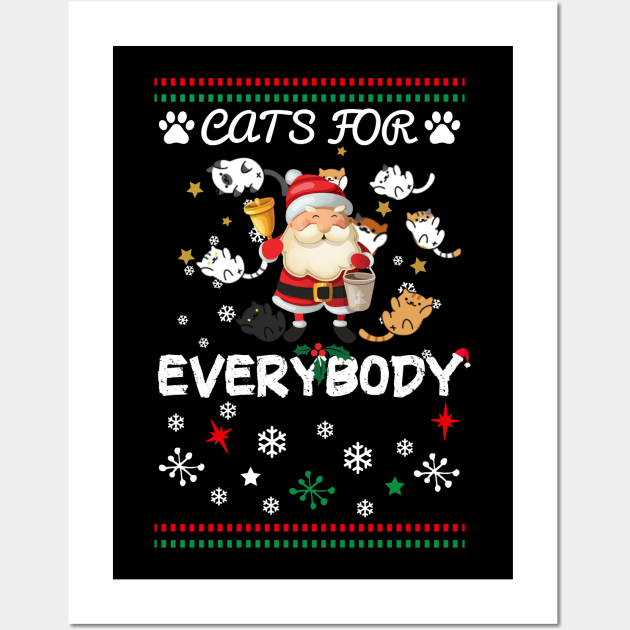 Cats For Everybody Funny Cats Christmas Wall Art by Yakuza